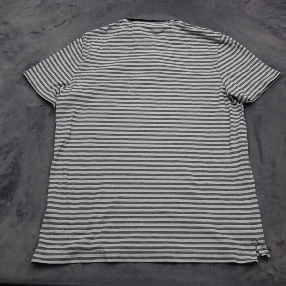 Banana Republic Shirt Mens L Gray Short Sleeve Chest Button Collared Stripe Polo - Picture 10 of 14